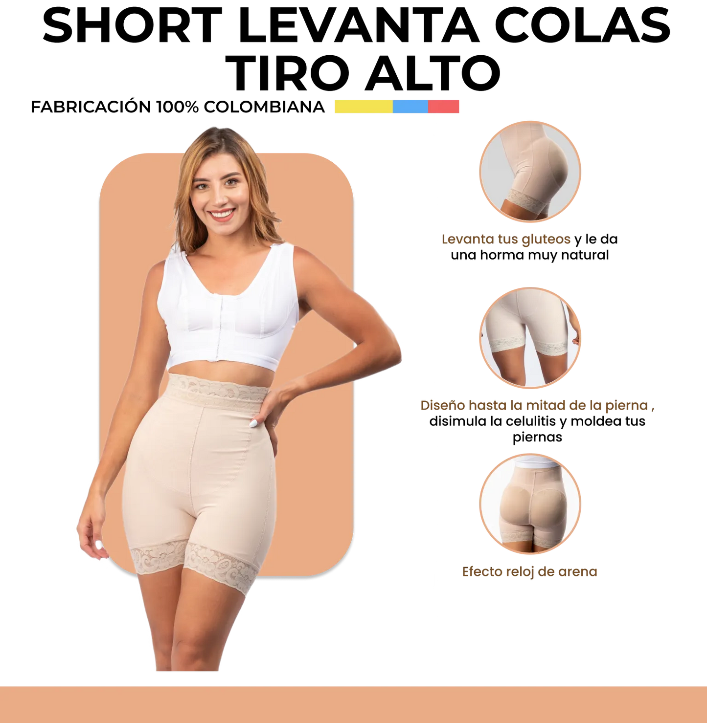 SHORT LEVANTA COLAS TIRO ALTO - Fajisima