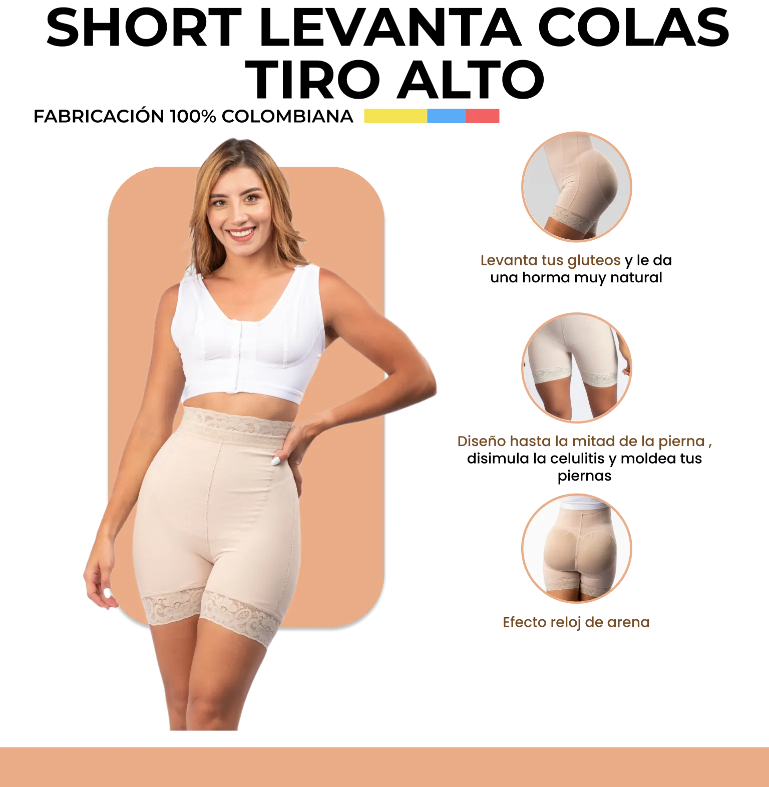 SHORT LEVANTA COLAS TIRO ALTO - Fajisima